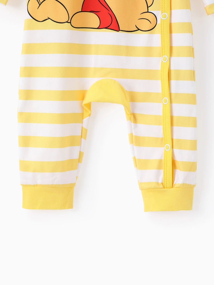 Disney Winnie the Pooh Baby Girl/Boy Stripe & Character Print Long-sleeve Jumpsuit Yellow