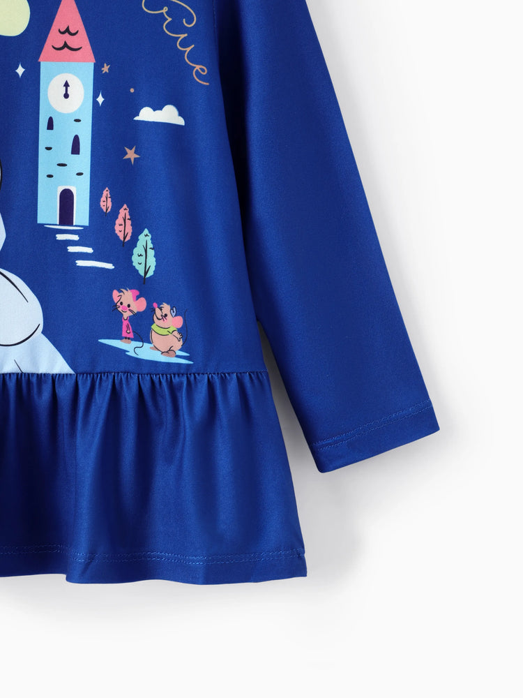 Disney Princess Toddler Girl 2pcs Cinderella Print Peplum Tee and Stripe Pants Set Deep Blue