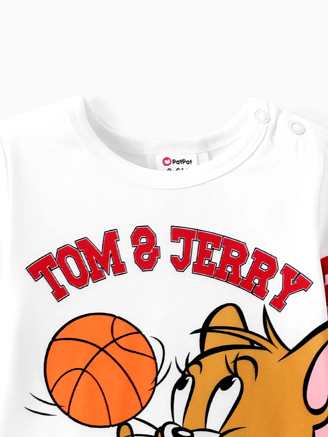 Tom und Jerry Junge/Baby Strampler mit lustigem Basketballmuster  weiß