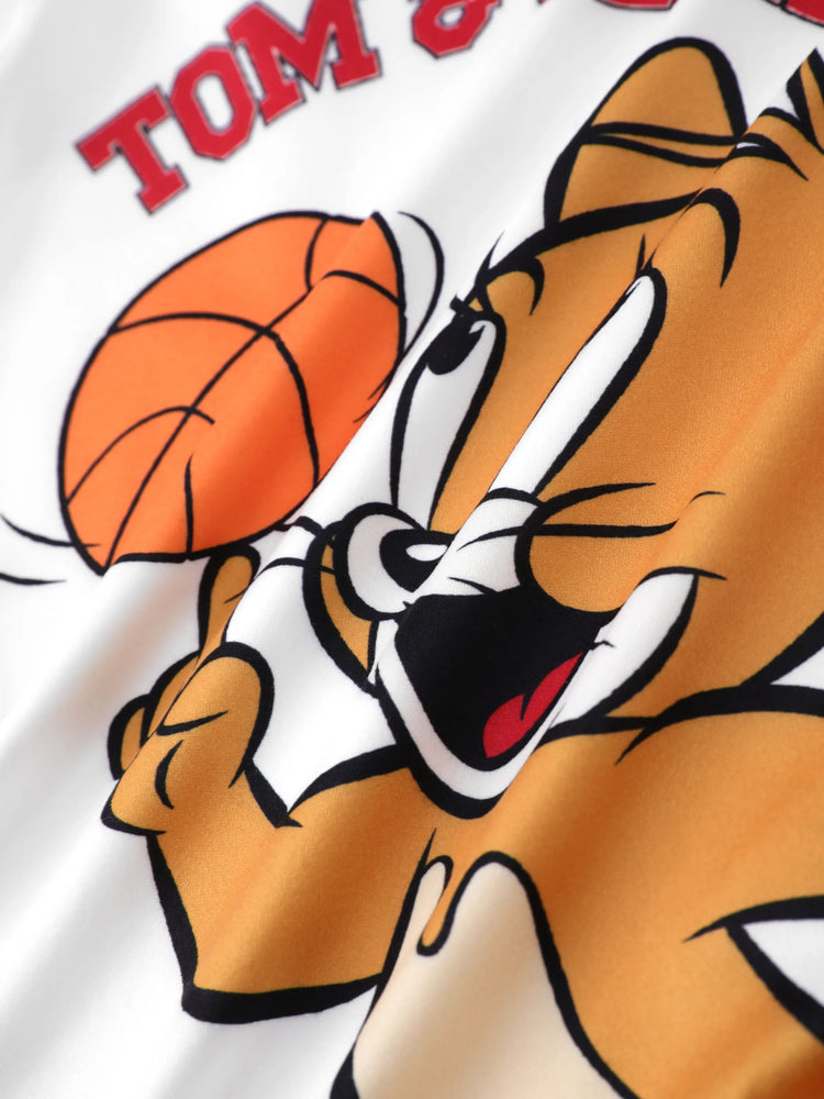 Body à manches longues imprimé personnages Tom et Jerry pour bébé garçon, blanc