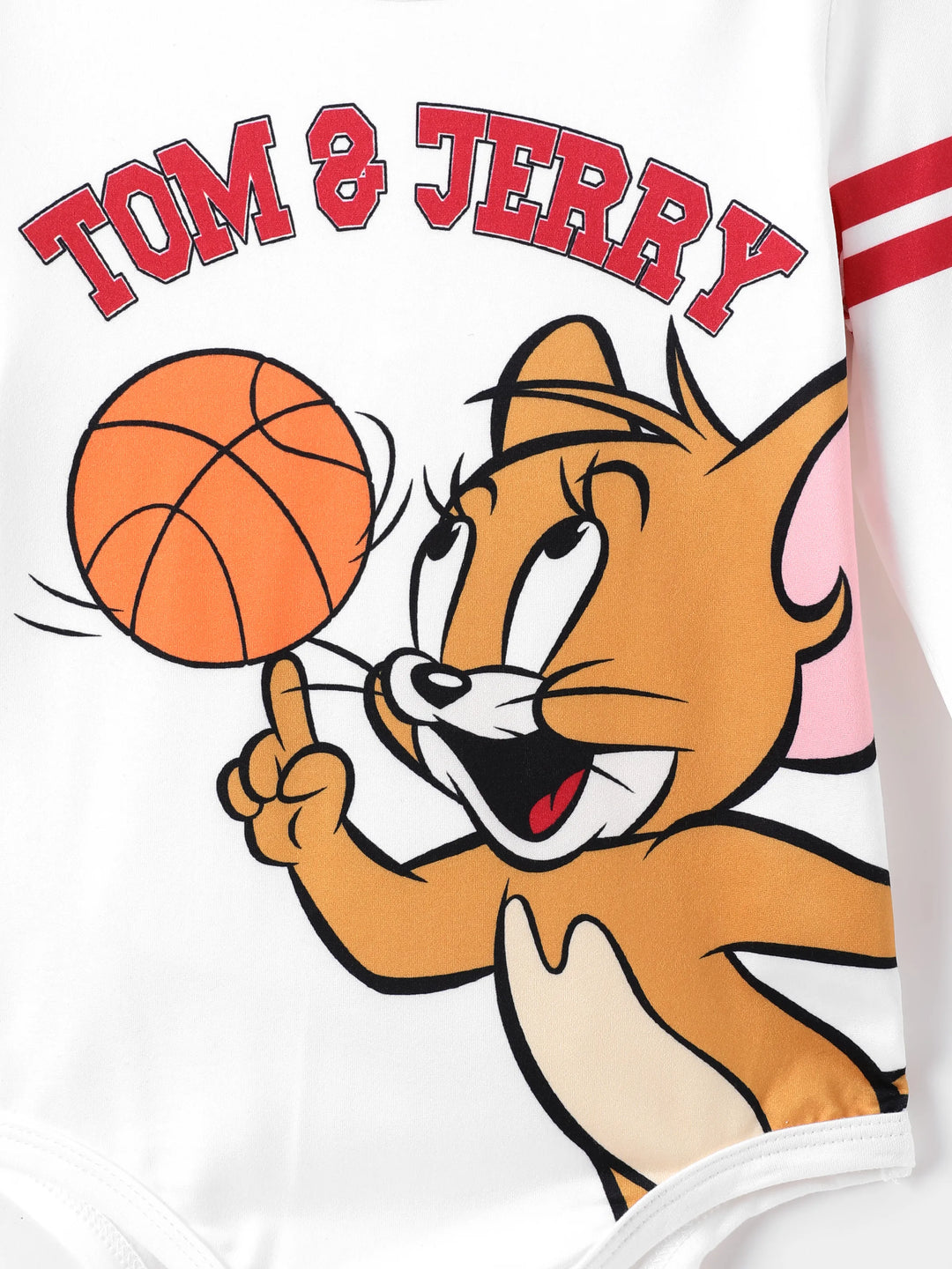 Tom und Jerry Junge/Baby Strampler mit lustigem Basketballmuster  weiß
