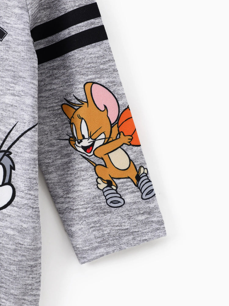 Body à manches longues imprimé personnages Tom et Jerry pour bébé garçon, gris