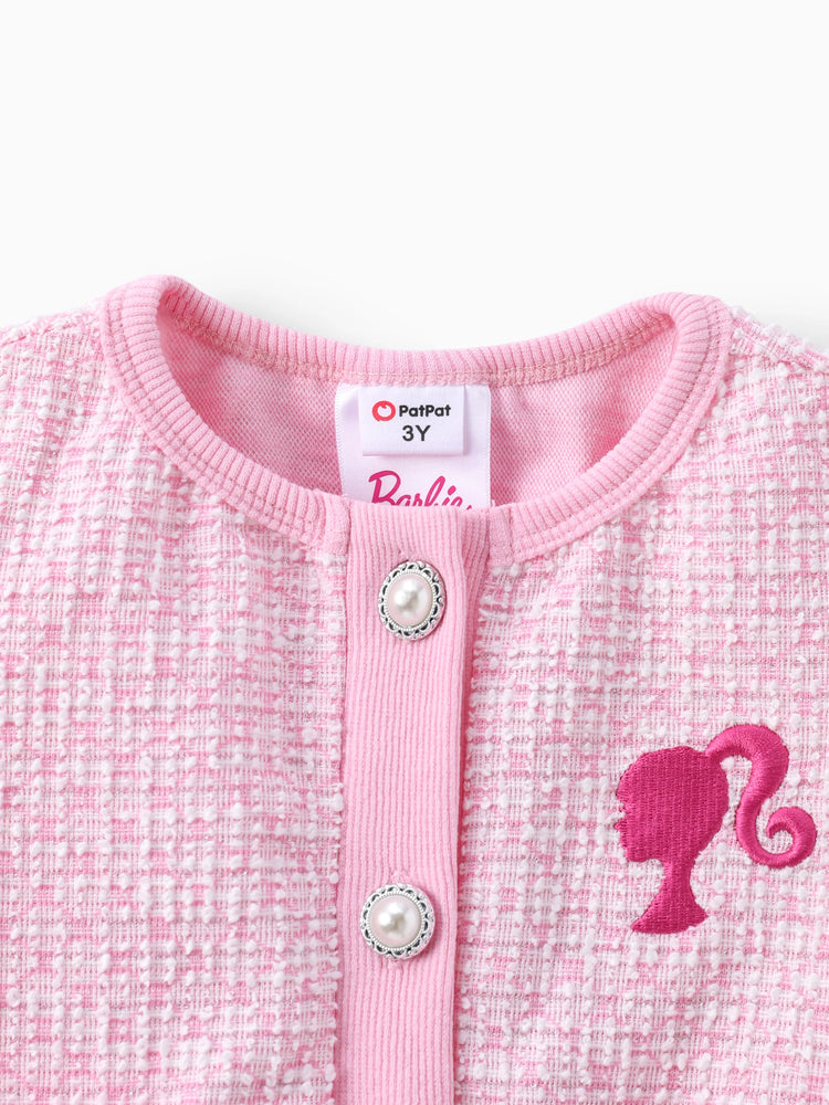 Tenue Barbie pour petite fille, imprimé personnage Sweet Secret, haut boutonné ou jupe rose