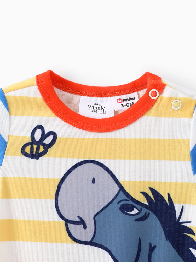 Disney Winnie the Pooh Baby Boy Naia? Character Print with Stripes Onesies Yellow