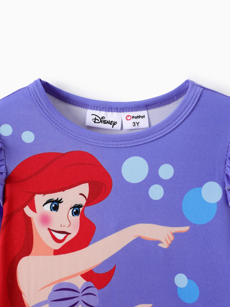 Disney Princess Baby Girl 2pcs Ariel Print Top and Leggings Set Purple