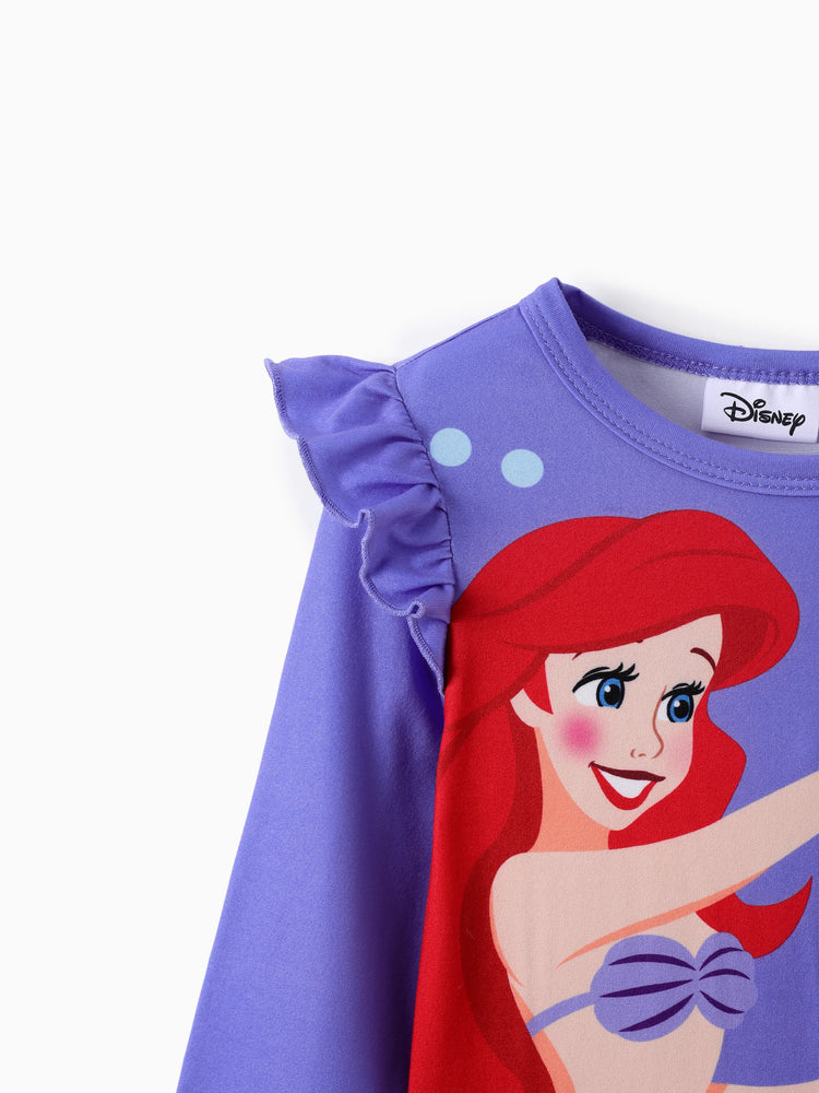 Disney Princess Baby Girl 2pcs Ariel Print Top and Leggings Set Purple