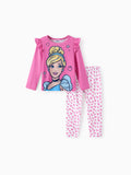 Disney Princess Baby Girl 2pcs Cinderella Print Top and Leggings Set Pink