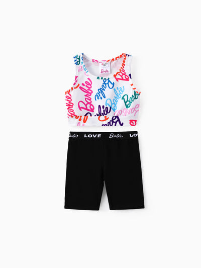 Ensembles Barbie Sportifs 2 pièces pour Petites Filles avec Motif Lettres
 Blanc cassé