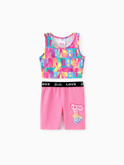 Barbie Toddler/Kid Girl 2pcs Sporty Sets with Letter Pattern Pink