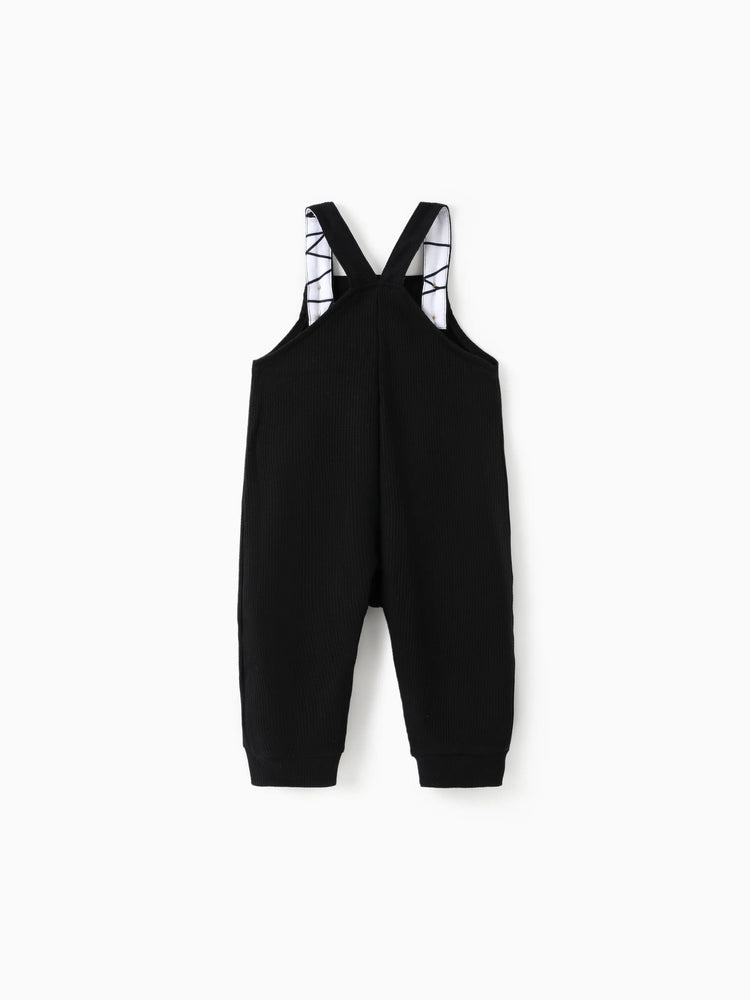 Salopette bébé garçon à imprimé gaufré et poches plaquées sur le devant, noire