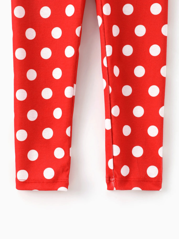 Disney Mickey and Friends Kid Girls Polka Dots Print Long-sleeve Hooded Top/Pants Burgundy