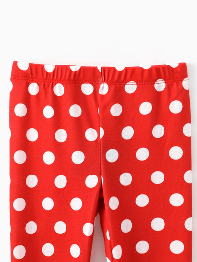 Disney Mickey and Friends Kid Girls Polka Dots Print Long-sleeve Hooded Top/Pants Burgundy
