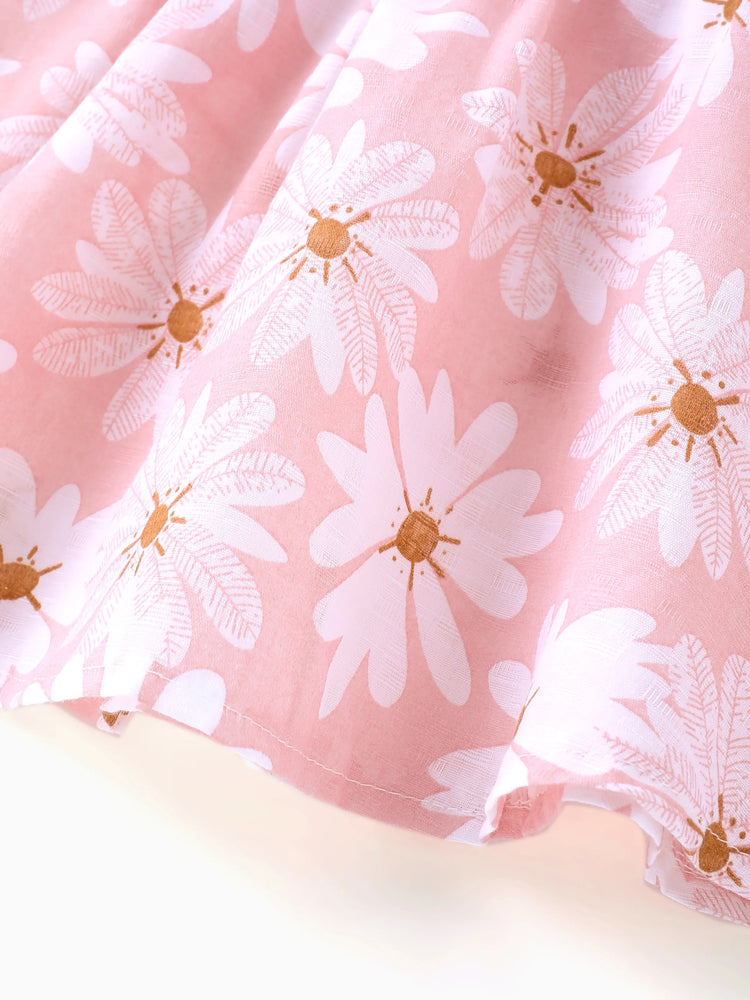 2pcs Baby Girl Little Daisy Bowknot Dress Set Pink