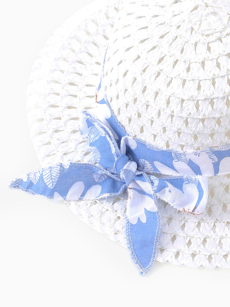 2pcs Baby Girl Little Daisy Bowknot Dress Set Blue