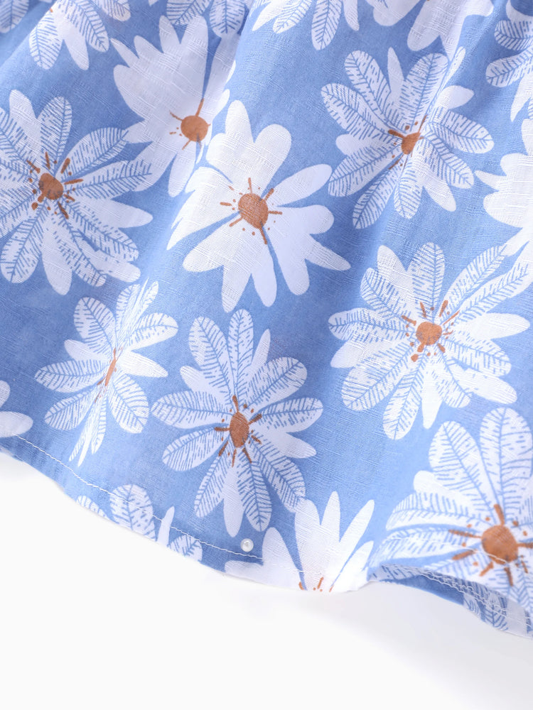 2pcs Baby Girl Little Daisy Bowknot Dress Set Blue