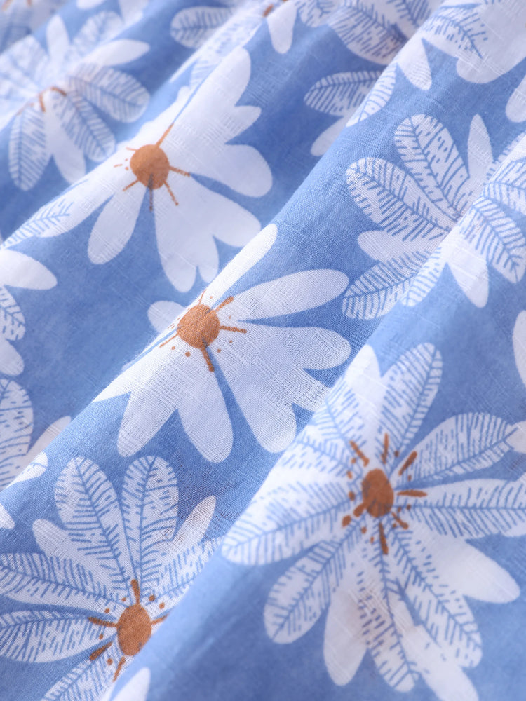 2pcs Baby Girl Little Daisy Bowknot Dress Set Blue