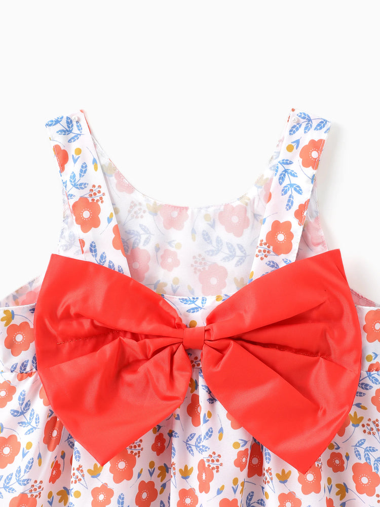 2pcs Baby Girl Little Daisy Bowknot Dress Set Orange