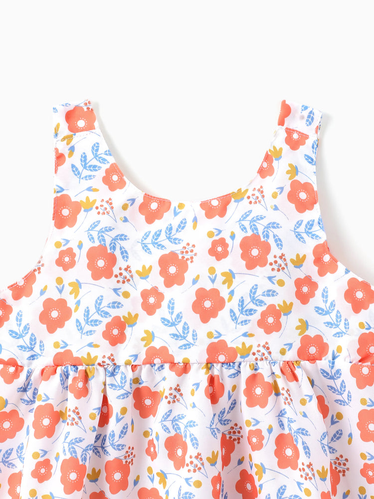 2pcs Baby Girl Little Daisy Bowknot Dress Set Orange