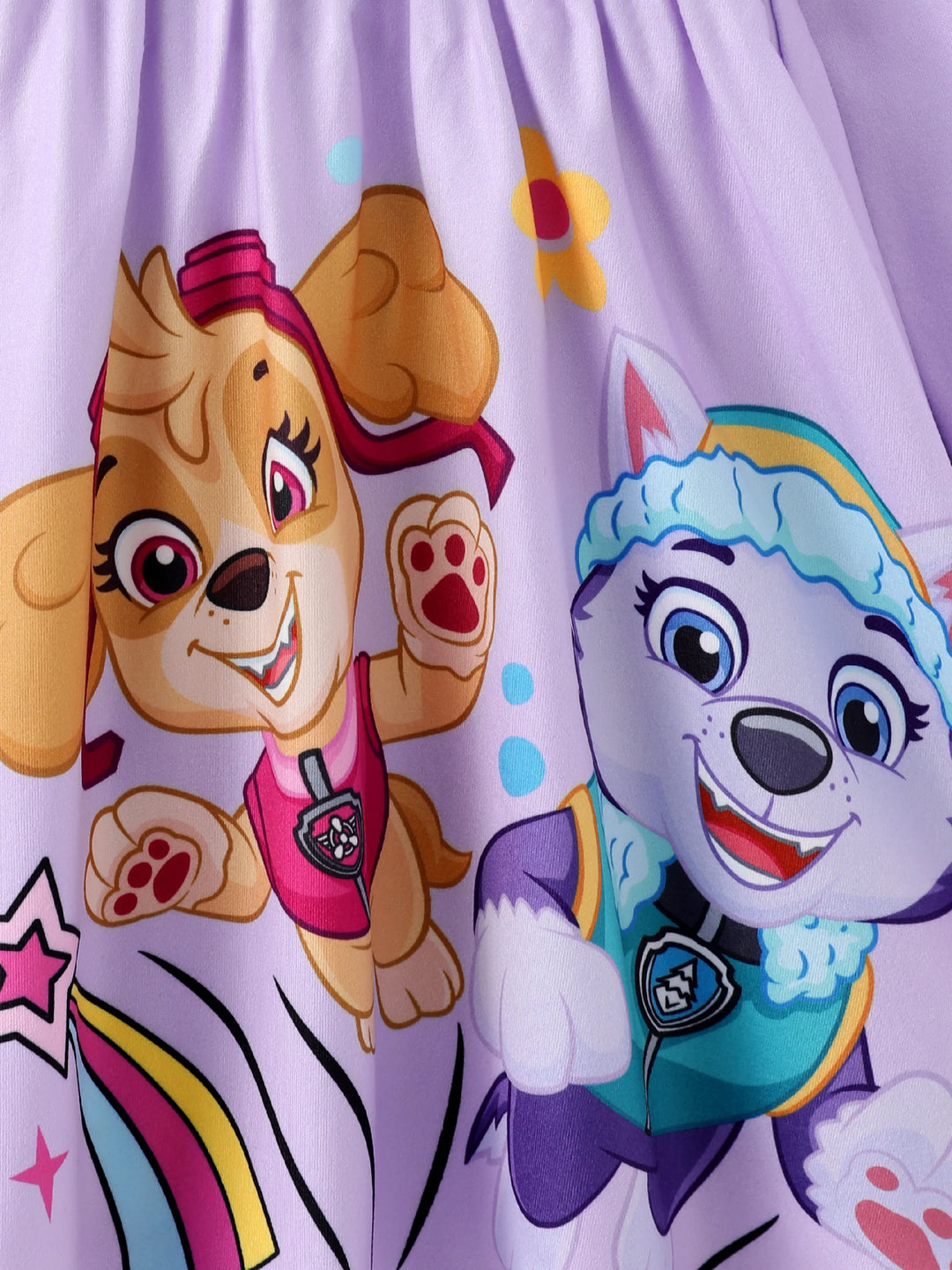 Vestido morado con volantes de Skye y Everest para niña de la Patrulla Canina