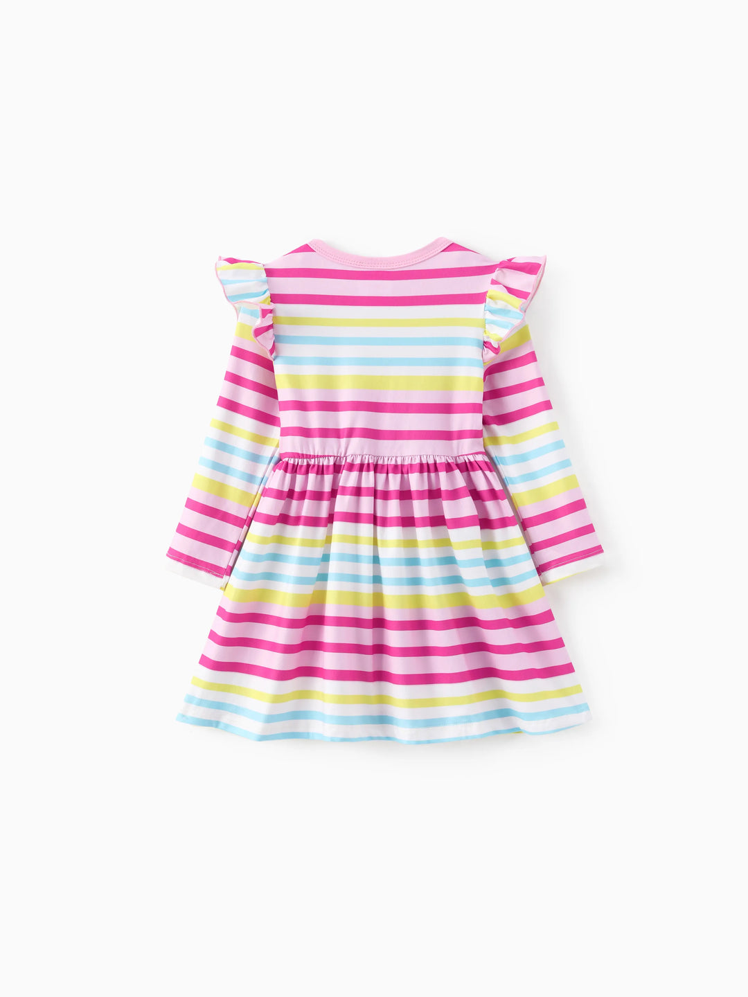 Vestido con volantes y estampado de rayas arcoíris multicolor de la Patrulla Canina para niña pequeña Skye y Everest