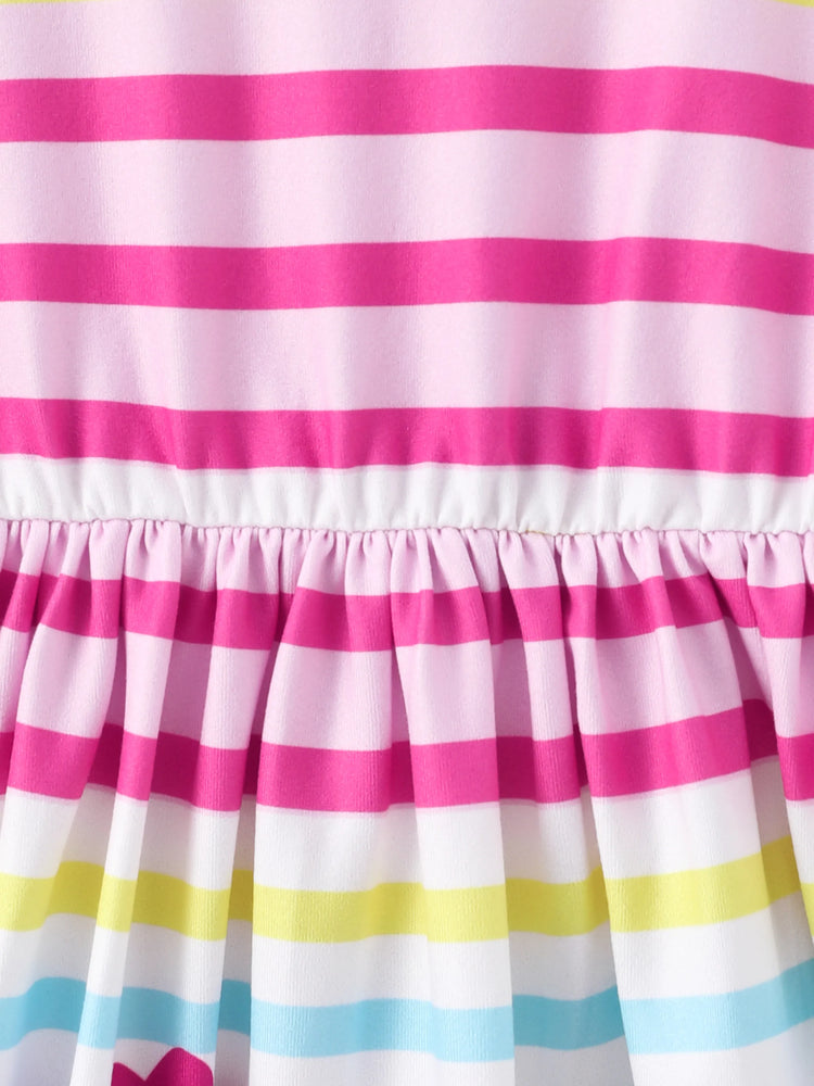 Paw Patrol Toddler Girl Skye&Everest Rainbow Striped Print Ruffle Dress Multi-color