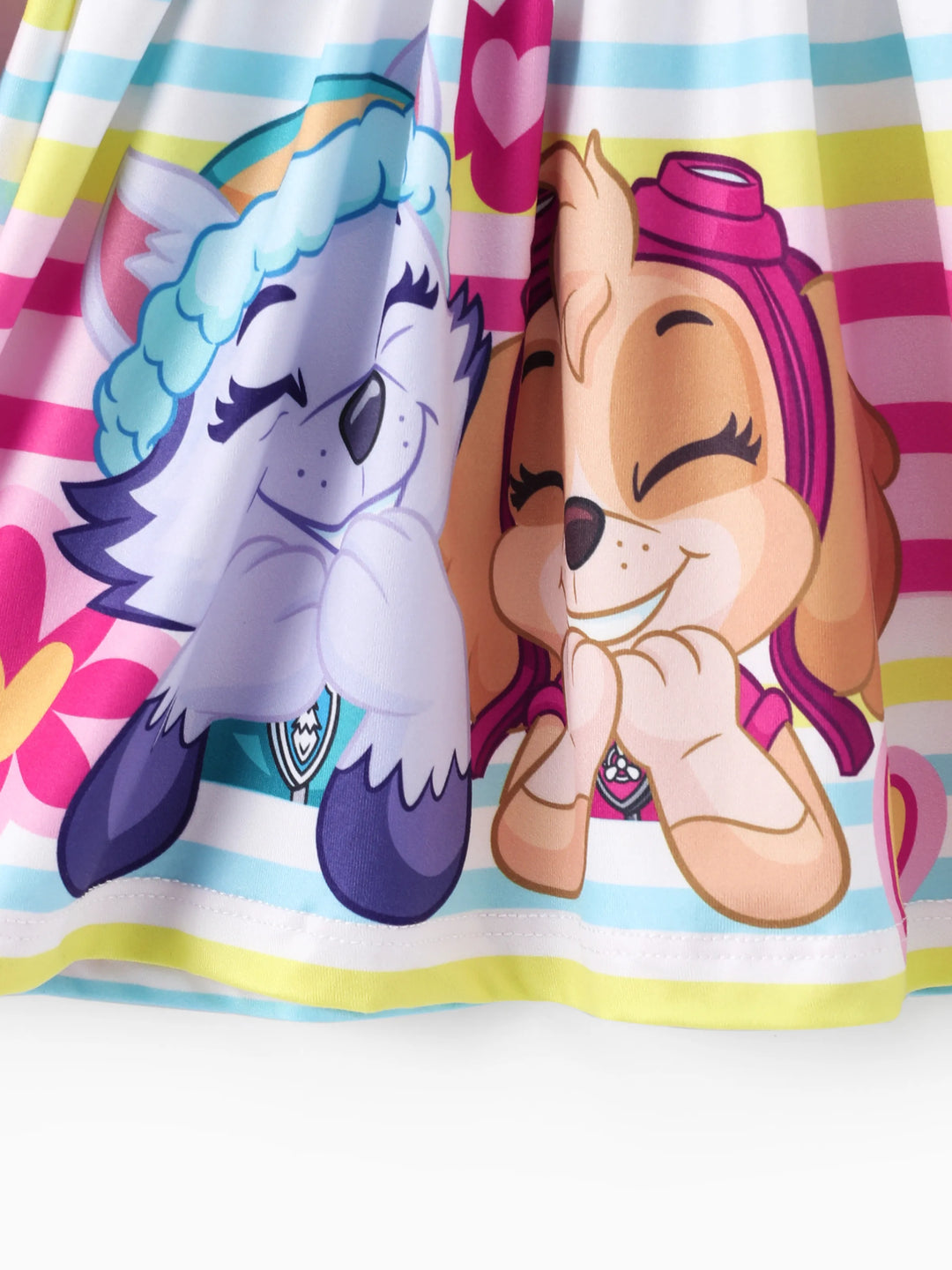 Vestido con volantes y estampado de rayas arcoíris multicolor de la Patrulla Canina para niña pequeña Skye y Everest