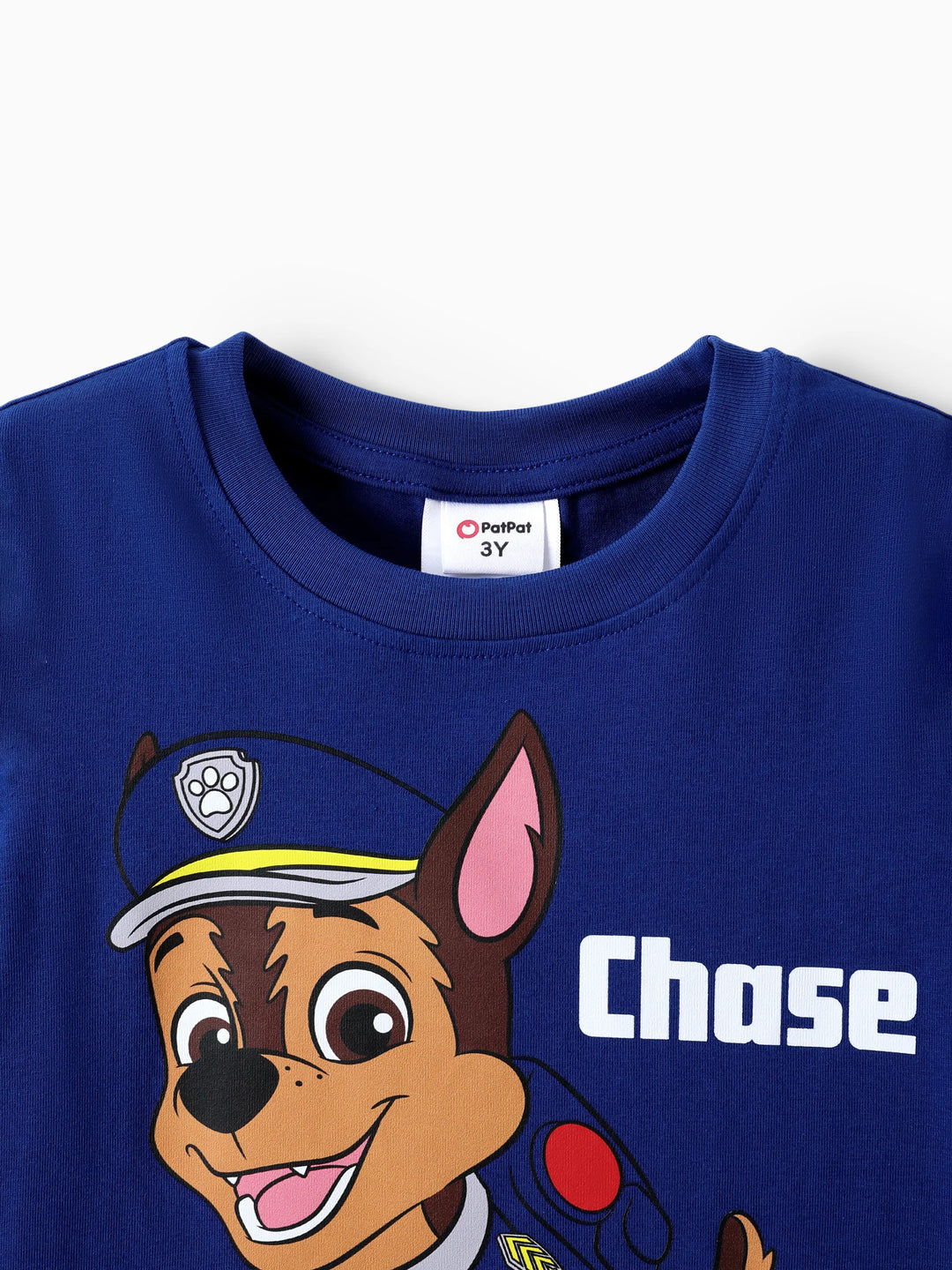 Camiseta de manga corta de la Patrulla Canina Chase para niño pequeño, 94 % algodón, azul rey