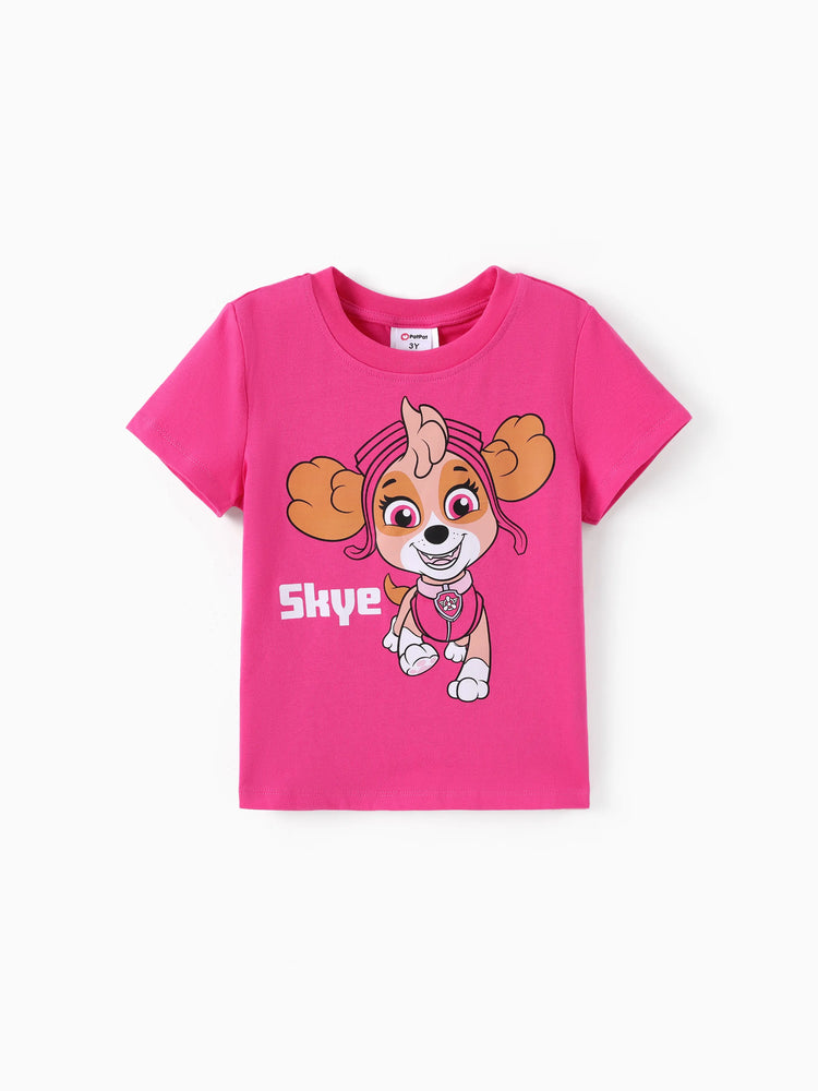 T-shirt à manches courtes 94 % coton pour petite fille/garçon Pat'Patrouille Skye Roseo