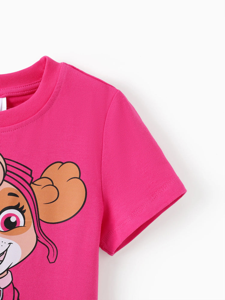 T-shirt à manches courtes 94 % coton pour petite fille/garçon Pat'Patrouille Skye Roseo