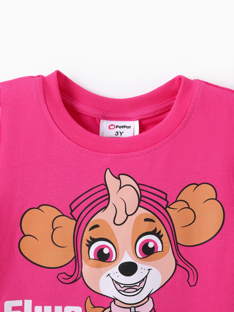 T-shirt à manches courtes 94 % coton pour petite fille/garçon Pat'Patrouille Skye Roseo