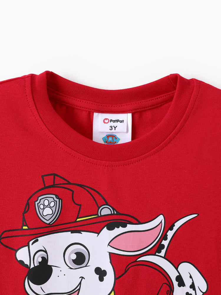 T-shirt à manches courtes 94 % coton Pat'Patrouille pour fille/garçon Marshall, rouge-2