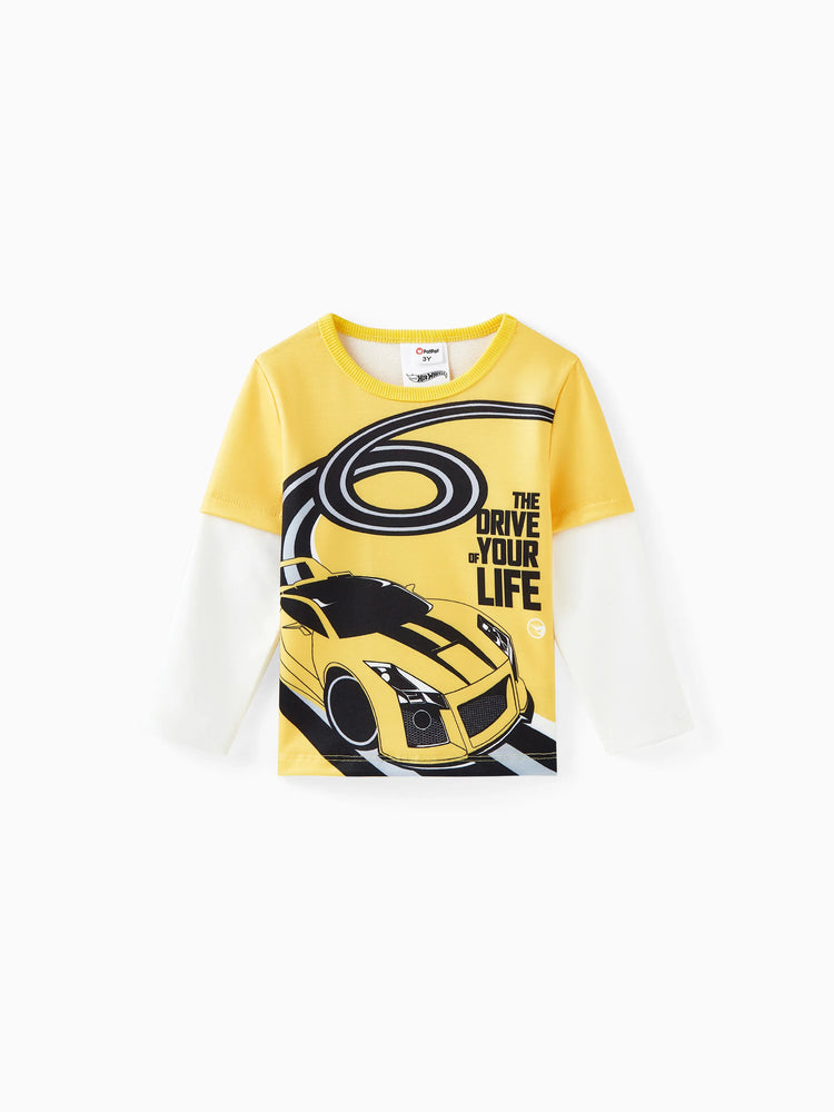 Hot Wheels Toddler Boy Character Print Long Sleeve Top Yellow