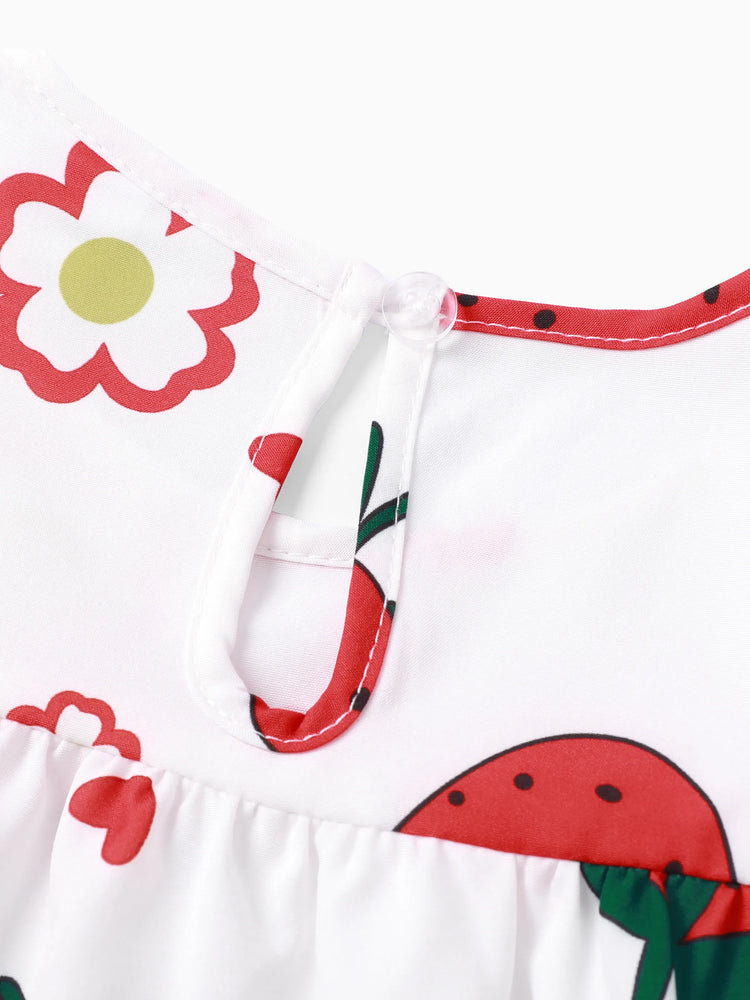 Baby Girl Sweet Strawberry Lace Dress White