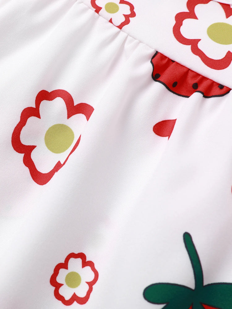 Baby Girl Sweet Strawberry Lace Dress White