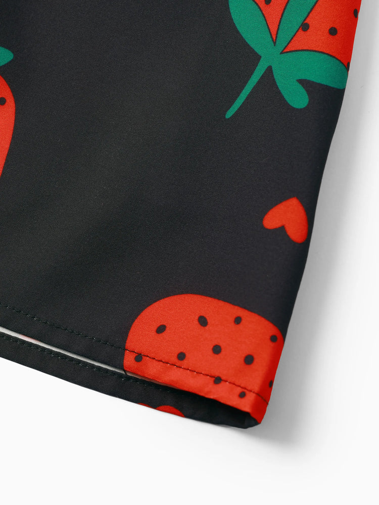 Baby Girl Sweet Strawberry Lace Dress Black