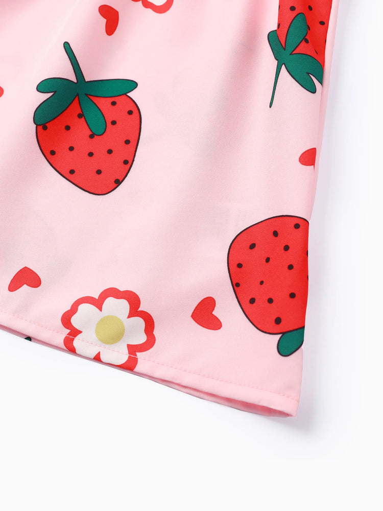 Baby Girl Sweet Strawberry Lace Dress Pink