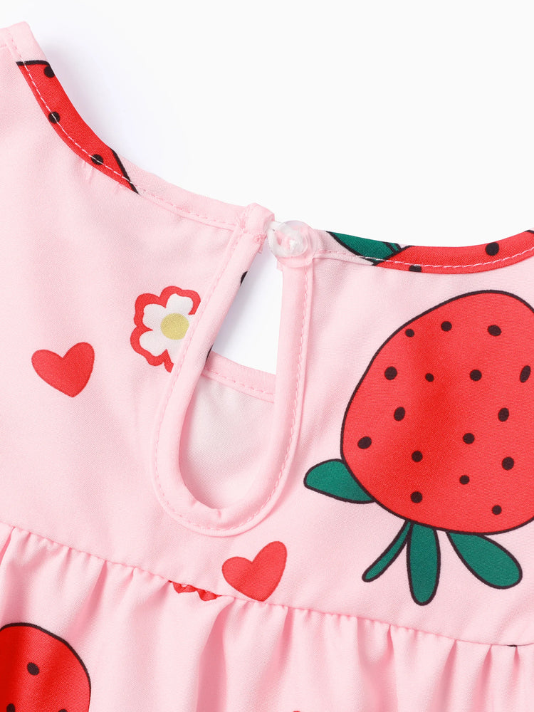 Baby Girl Sweet Strawberry Lace Dress Pink