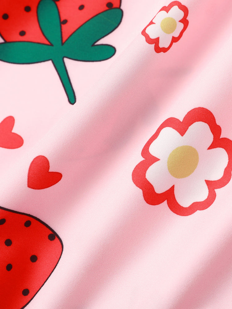 Baby Girl Sweet Strawberry Lace Dress Pink