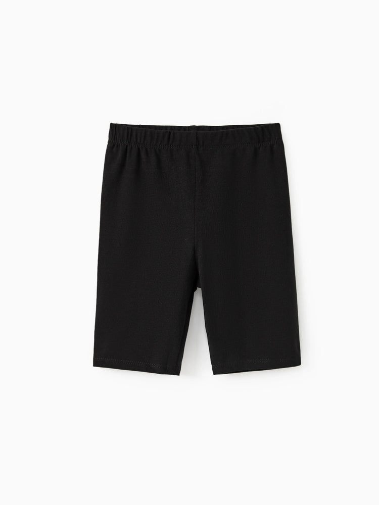 Toddler/Kid Girl Solid Color Cotton Leggings Shorts Black