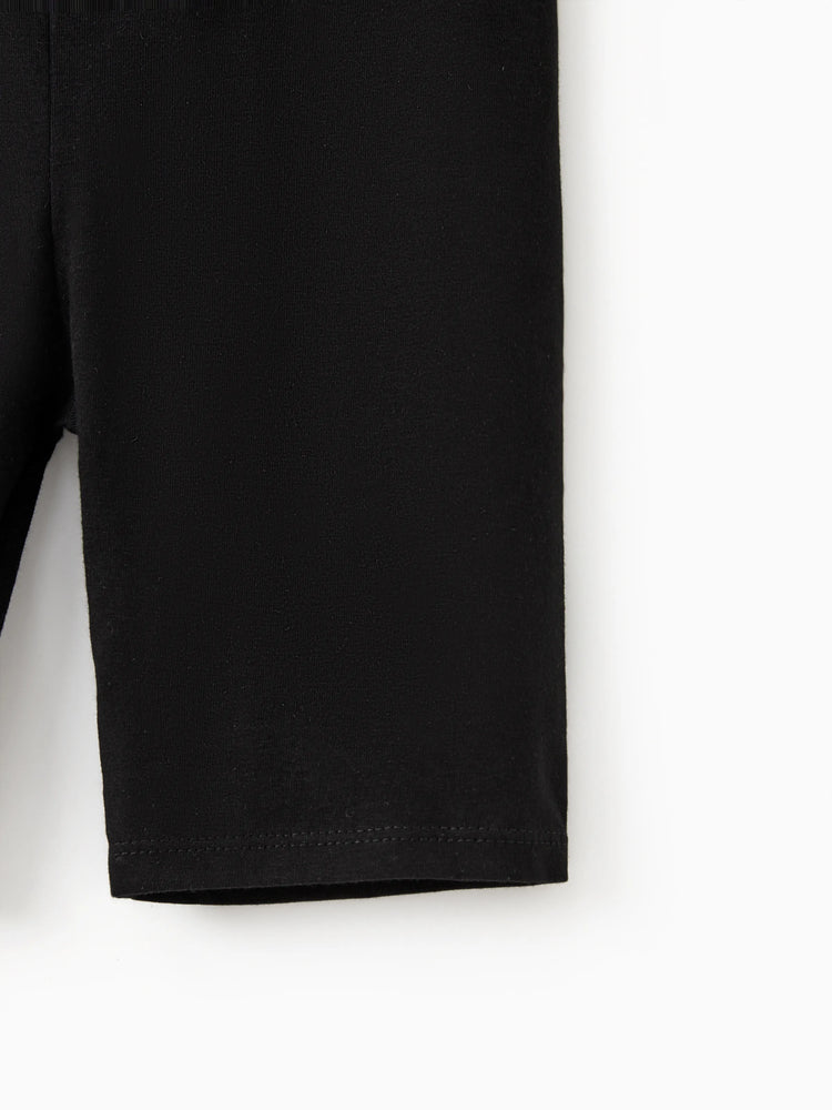 Toddler/Kid Girl Solid Color Cotton Leggings Shorts Black