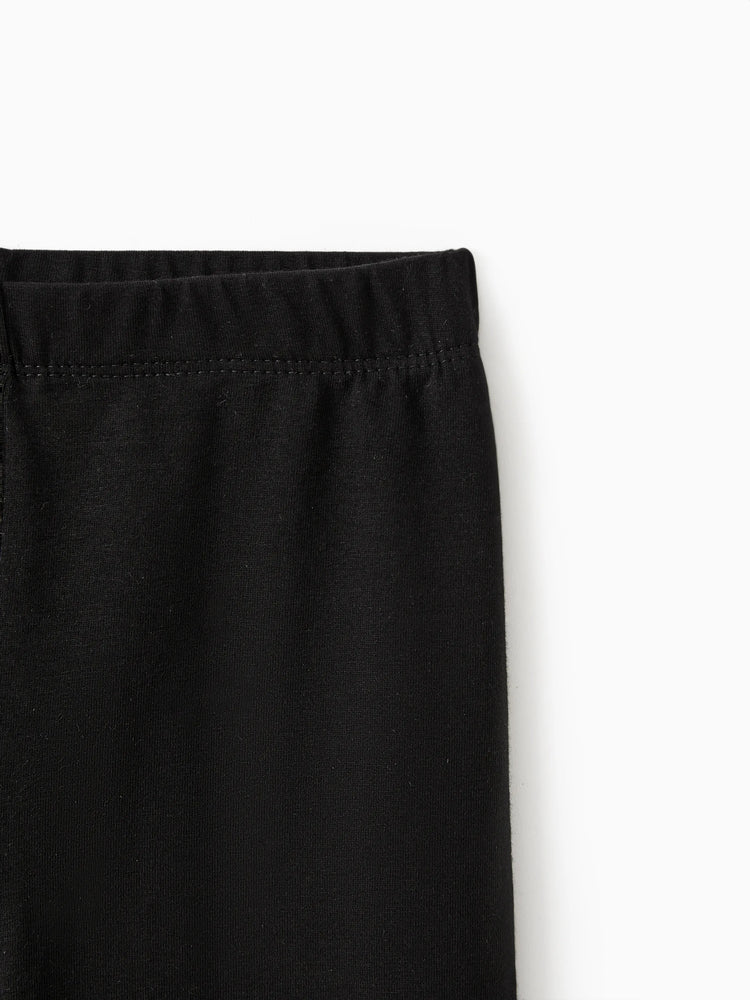 Toddler/Kid Girl Solid Color Cotton Leggings Shorts Black