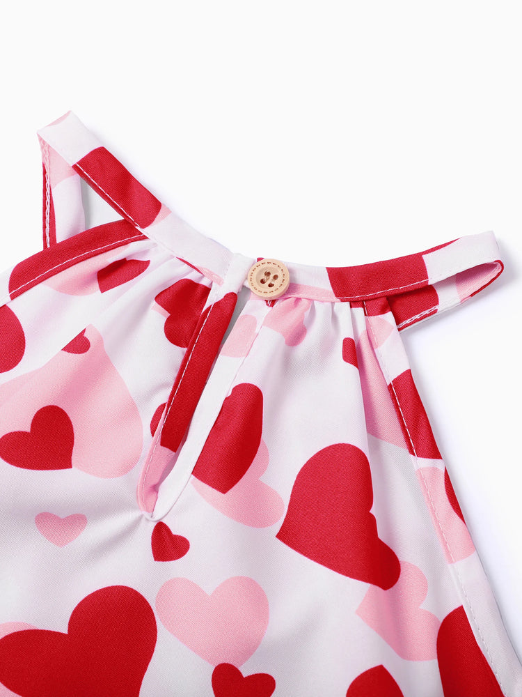 2 Stück Kinder Mädchen Valentinstag Herzförmiges Set mit offenen Ärmeln rot