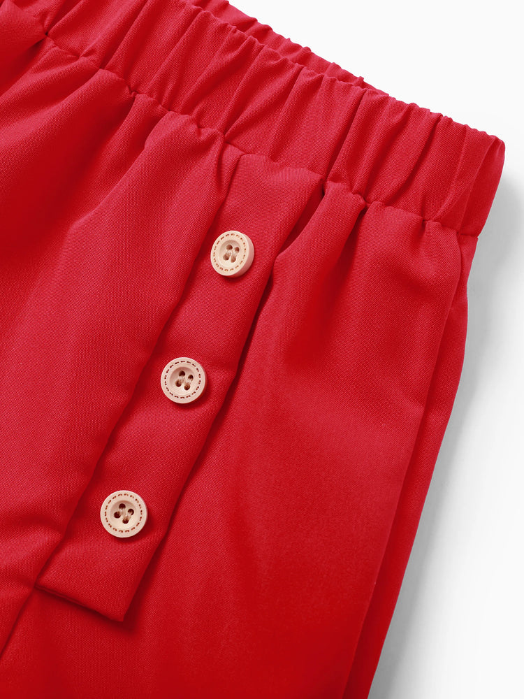 2 Stück Kinder Mädchen Valentinstag Herzförmiges Set mit offenen Ärmeln rot