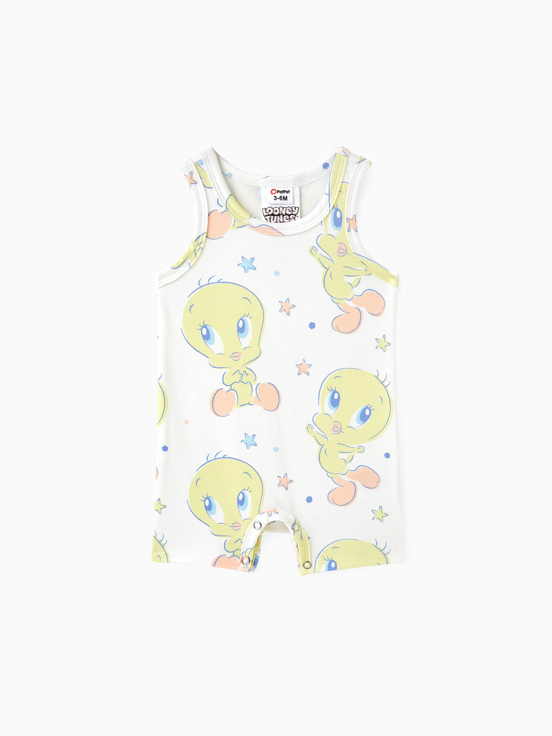 Looney Tunes Baby Boy/Girl Star print Sleeveless Romper White
