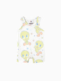 Looney Tunes Baby Boy/Girl Star print Sleeveless Romper
 White