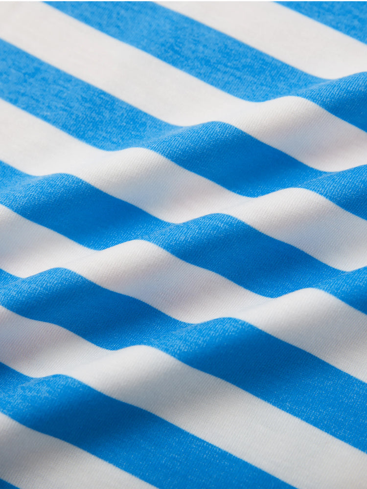 Barboteuse à manches courtes et rayures bleues pour bébé garçon, motif lion