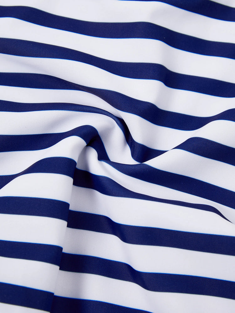 Disney Mickey and Friends Sibling Set Boy/Girl Minnie/Mickey Character Stripped Swimsuit
 Dark Blue