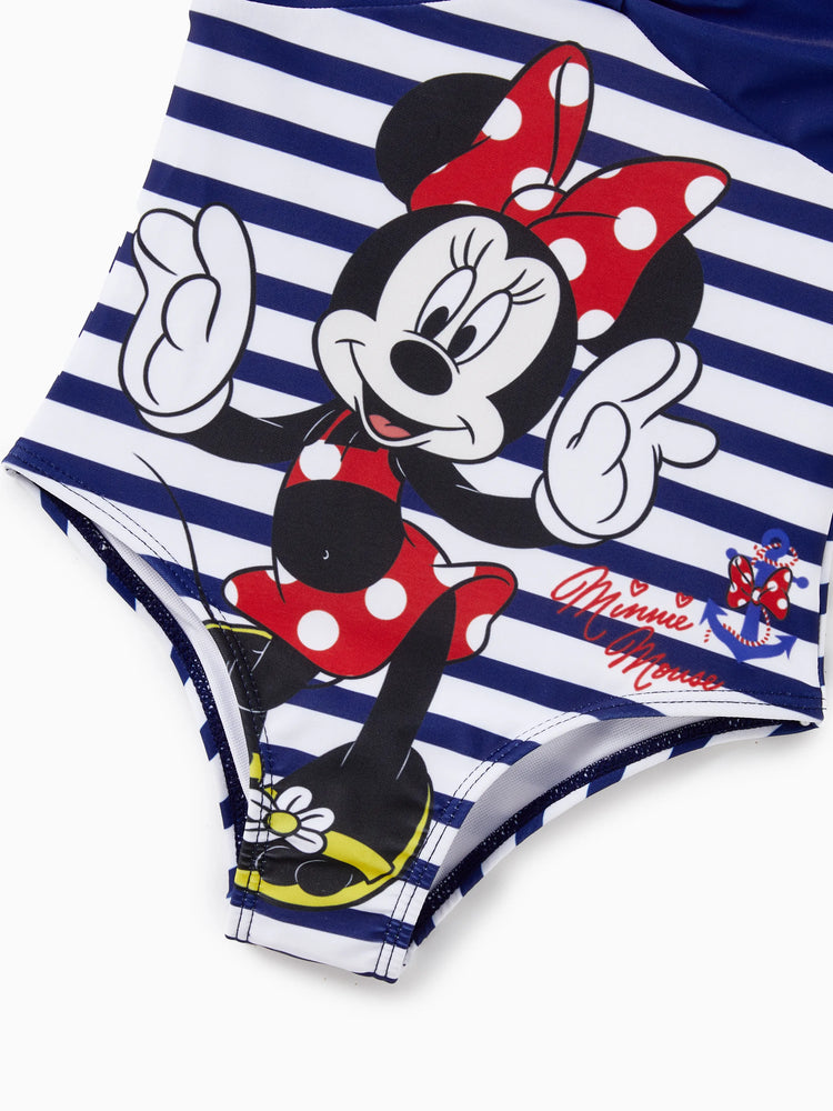 Disney Mickey and Friends Sibling Set Boy/Girl Minnie/Mickey Character Stripped Swimsuit
 Dark Blue
