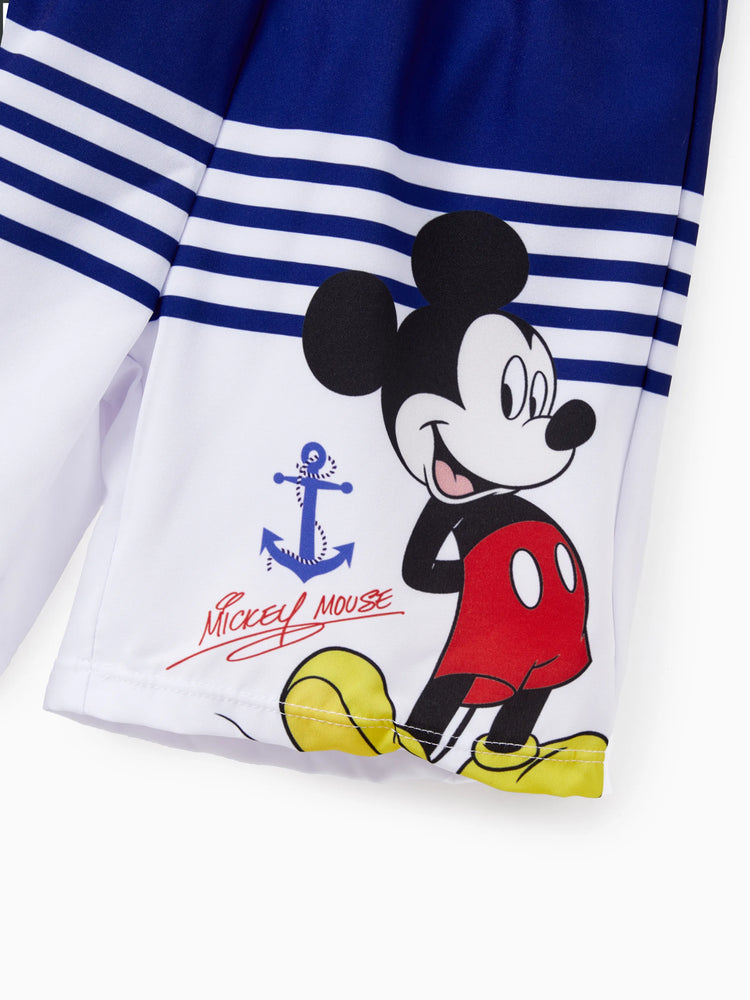Toddler Boy Disney Mickey and Friends Sibling Set Boys/Girls Character Stripped Swimsuit Dark Blue