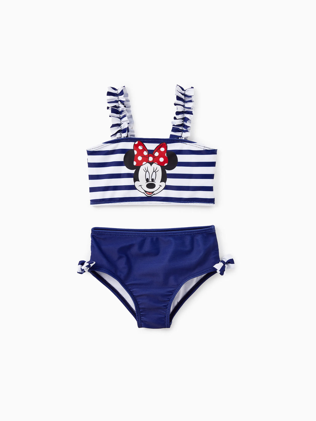 Divertido Set de Hermanos Disney Mickey and Friends Niño/Niña Traje de baño rayado con personajes Minnie/Mickey Azul oscuro